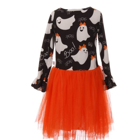 Little Toddler Girl Dress Kids Ghost Halloween Tulle Tutu Dress Outfit Holiday - Picture 2 of 5